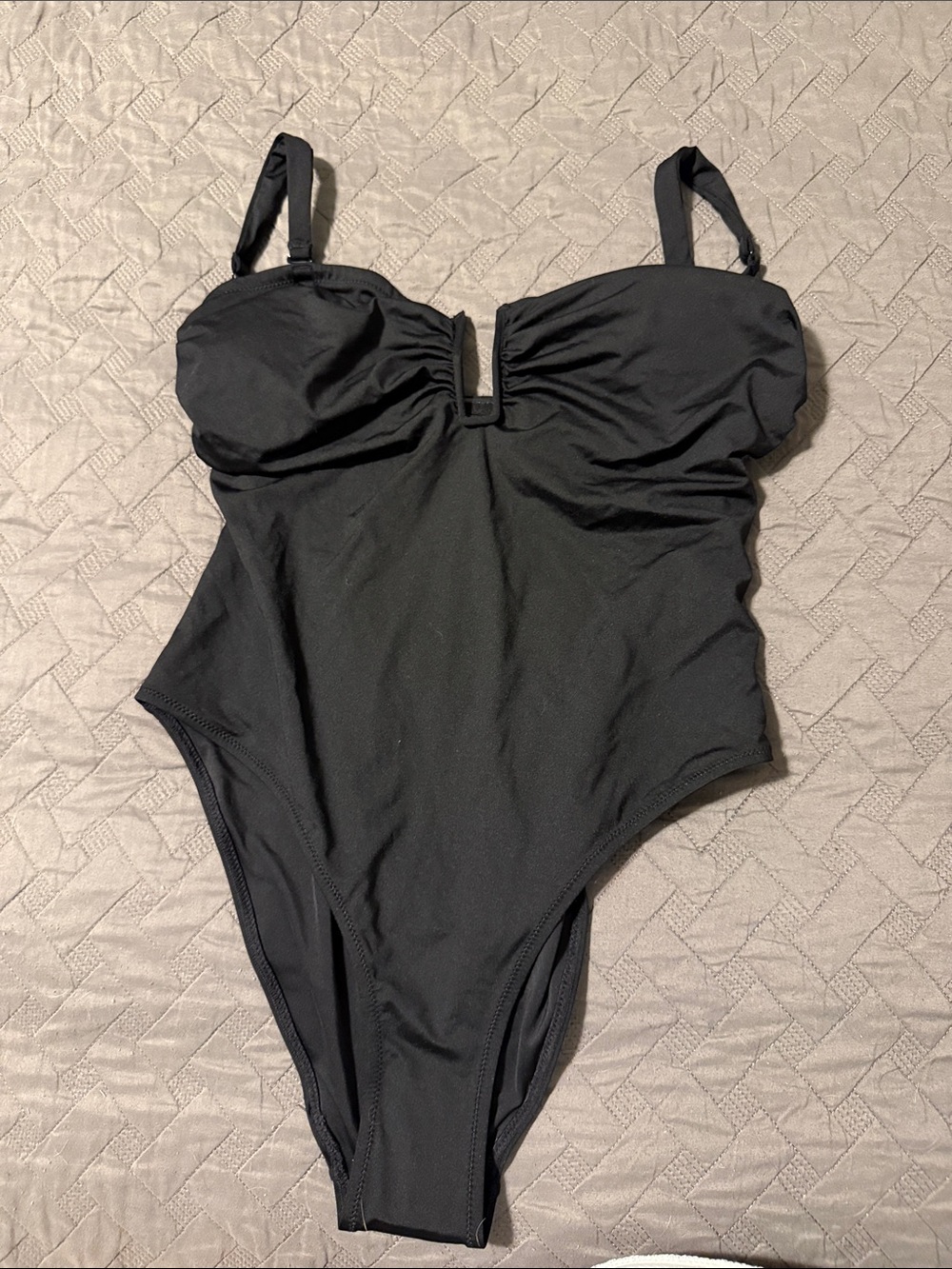 H&M Black One-Piece Swimsuit with Sweetheart Bust and Adjustable Straps